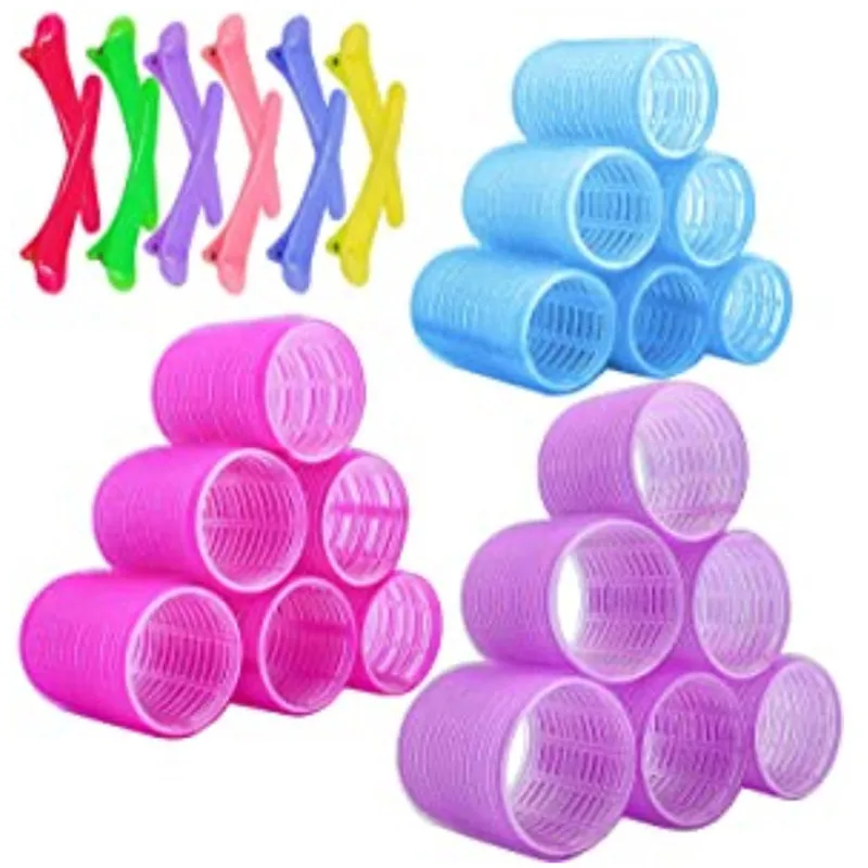 salon curlers nylon magic self grip hair rollers for blowout look custom 35 pcs no heat plastic hair rollers with pins comb set