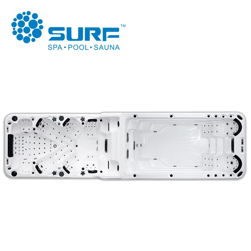 SR859 best quality 8m dual zone swim spa 20 person hot tub spa
