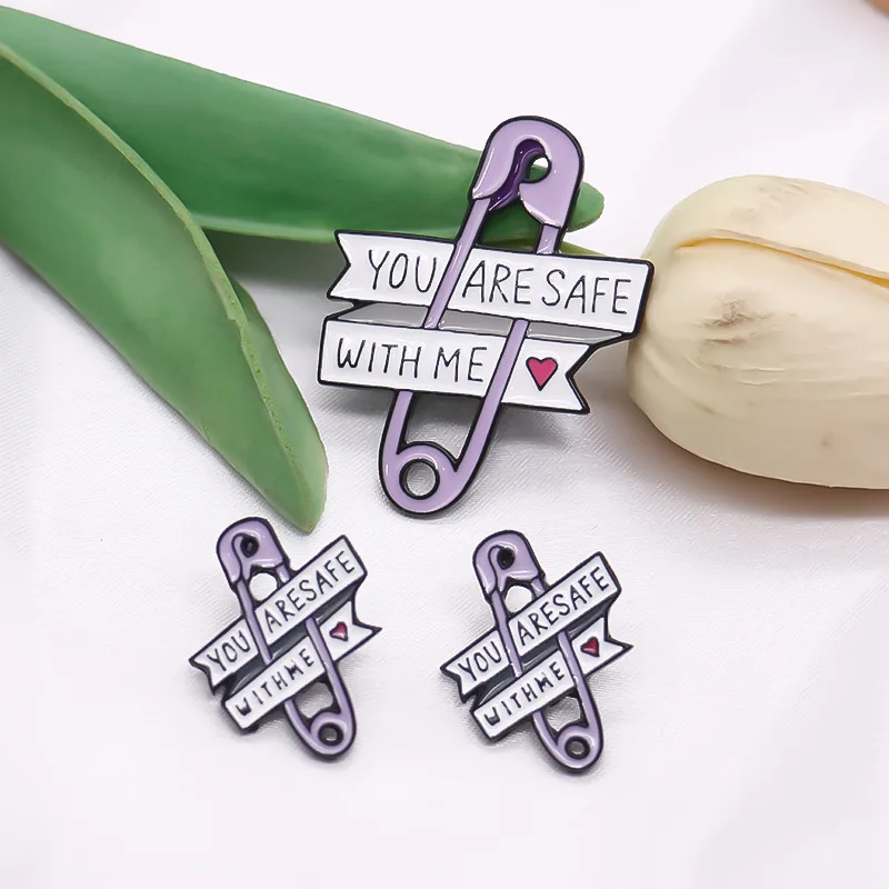 
Purple letters Brooch you are safe with Lapel pin Metal Badge Custom Logo Soft Hard Enamel Pin Nurse Doctor Gift Graduation Gif 