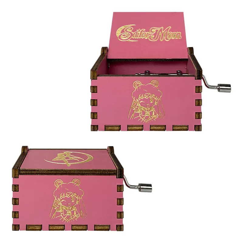 New Arrival Customized Wooden Mini Music Box Hand Cranked Laser Engraved Music Boxes Custom Song Christmas Gifts