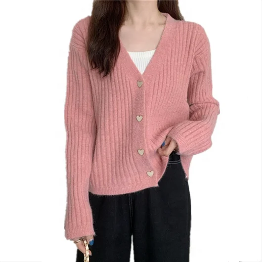 Однотонное пальто, вязаный кардиган, свитер, женская верхняя одежда большого размера с V-образным вырезом и длинным рукавом, Короткие повседневные и модные базовые рубашки