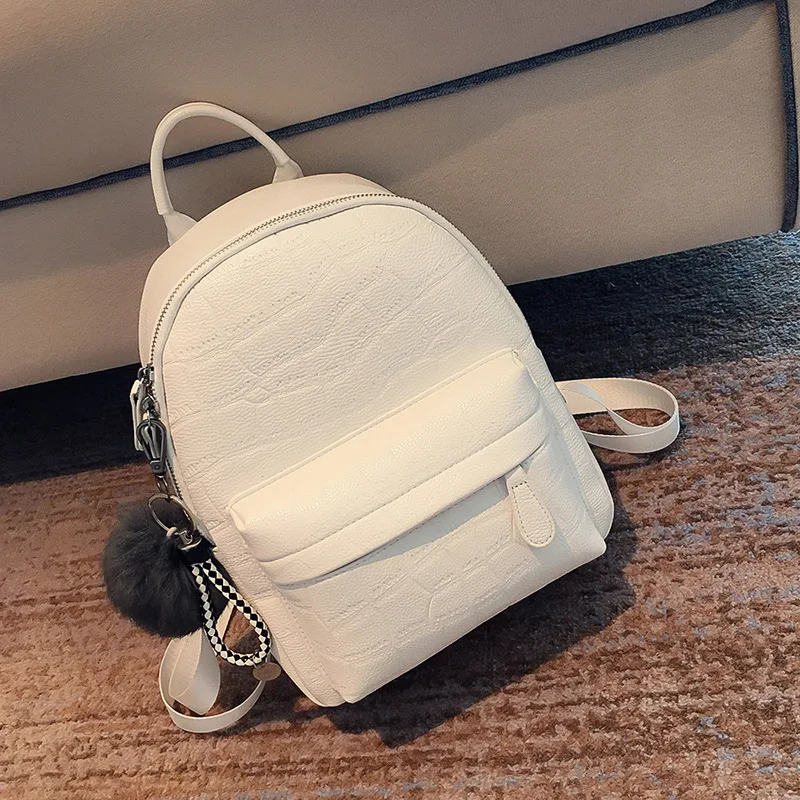 New casual pu leather girl bag custom mini stone pattern cute female backpack mochilas de mujer 2024