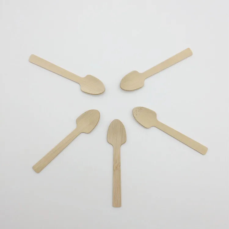 Organic Natural bamboo biodegradable disposable BPA free  ice cream dessert spoons scoop