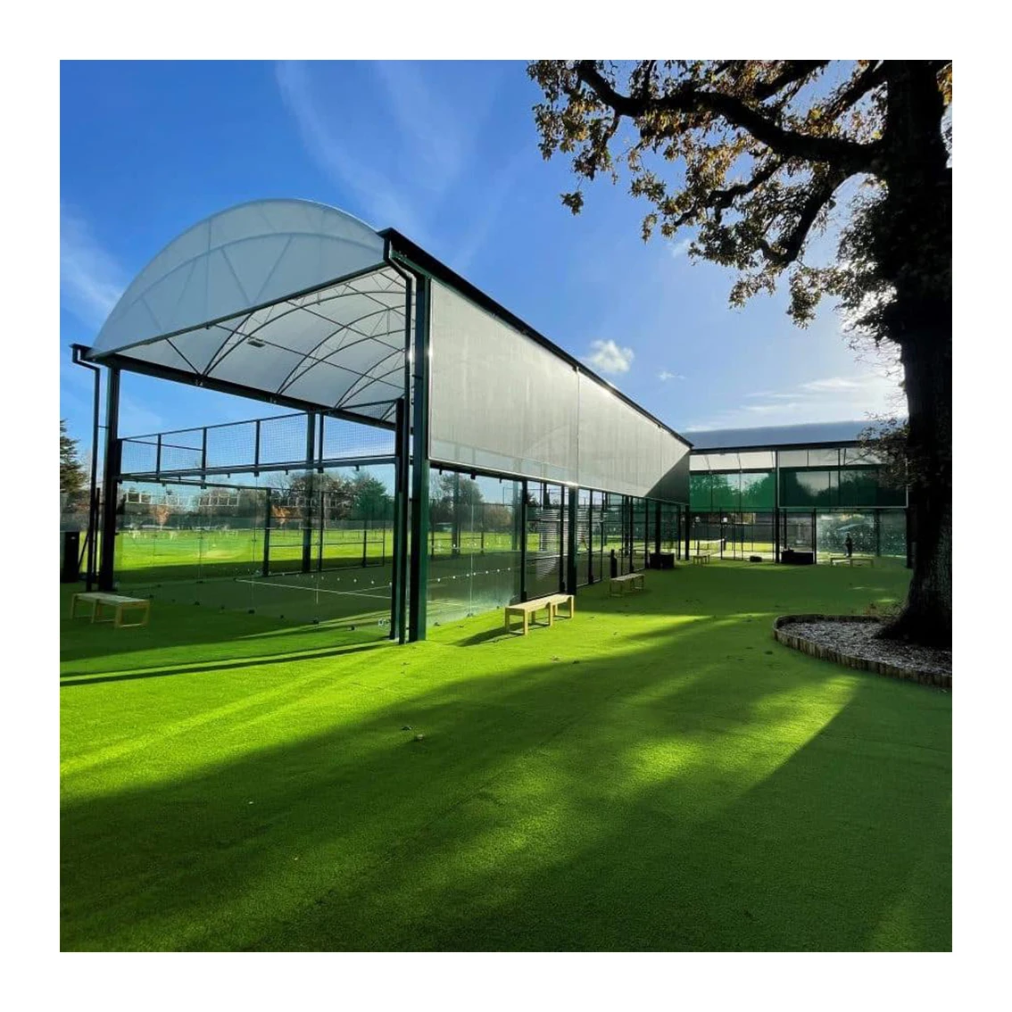 JS Removable Artificial Grass Panoramic Tennis Court Light Pole Glass Padel Courts Panoramic Tennis Court