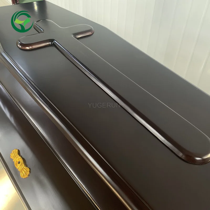 Wholesale Price Italy Funeral Coffin Casket European Style Romania Paulownia Wood Coffin with Carving Virgin Maria