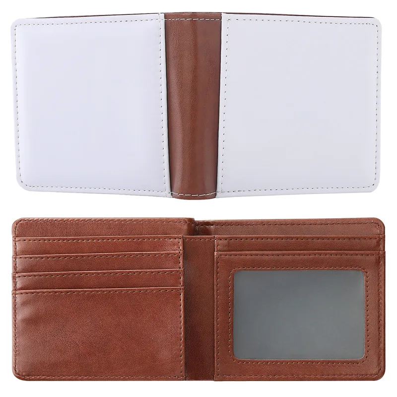 AGH Double Sided Heat press Printing PU Leather Sublimation blank Mens Wallet leather wallet for men