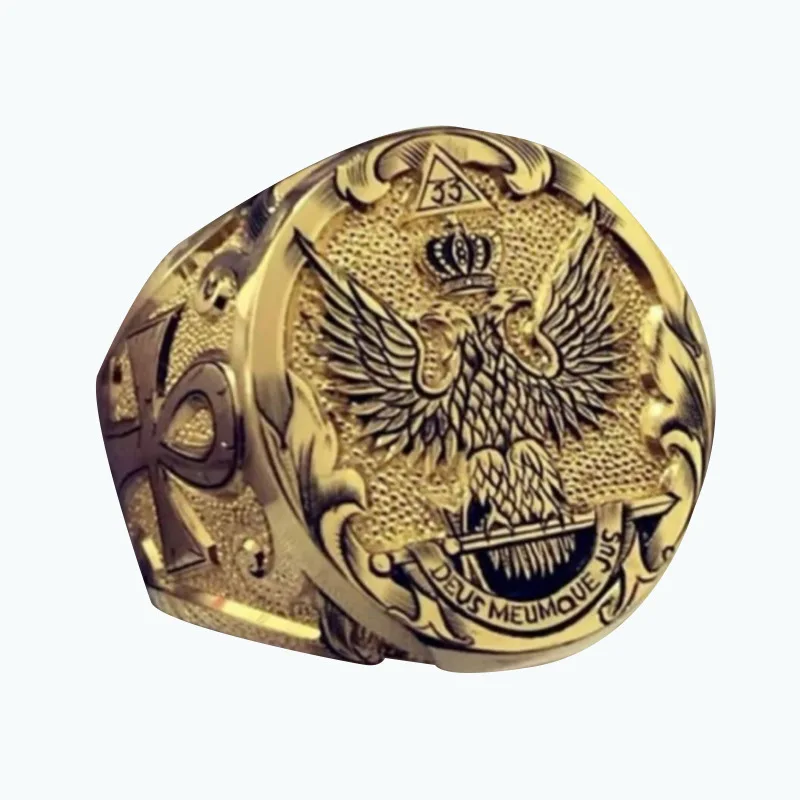 Cool Jewelry Punk Alloy Individual Eagle Men Round Rings American Street Trend Ring Fashion Eagle Gold Rings Cool Guys