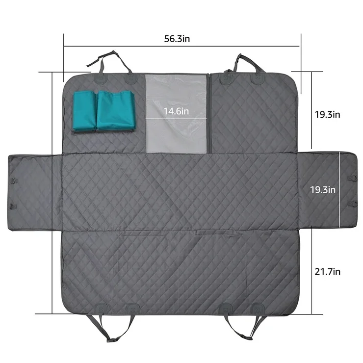 
Washable Waterproof Oxford Grey Green Pocket Zipper Dog Car Hammock Mat Pet Mesh Window Dog Car Seat Covers 