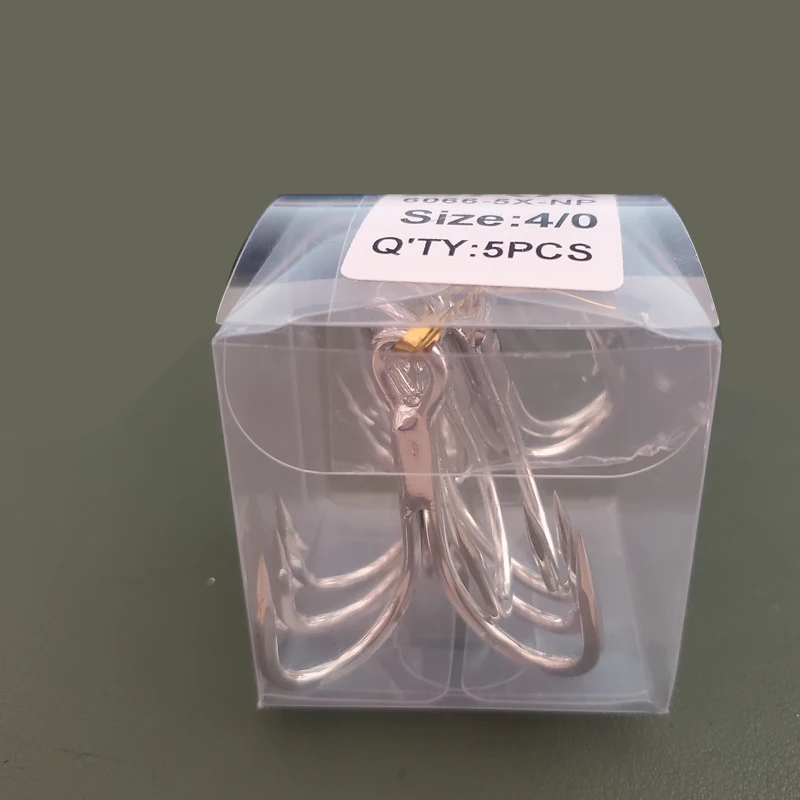 BKK 6066-5X-NP Bright Tin Treble Hook 6066-5X-CB Triple Fishing Hooks 1/0 - 5/0 Fishhook For Saltwater Freshwater Fishing