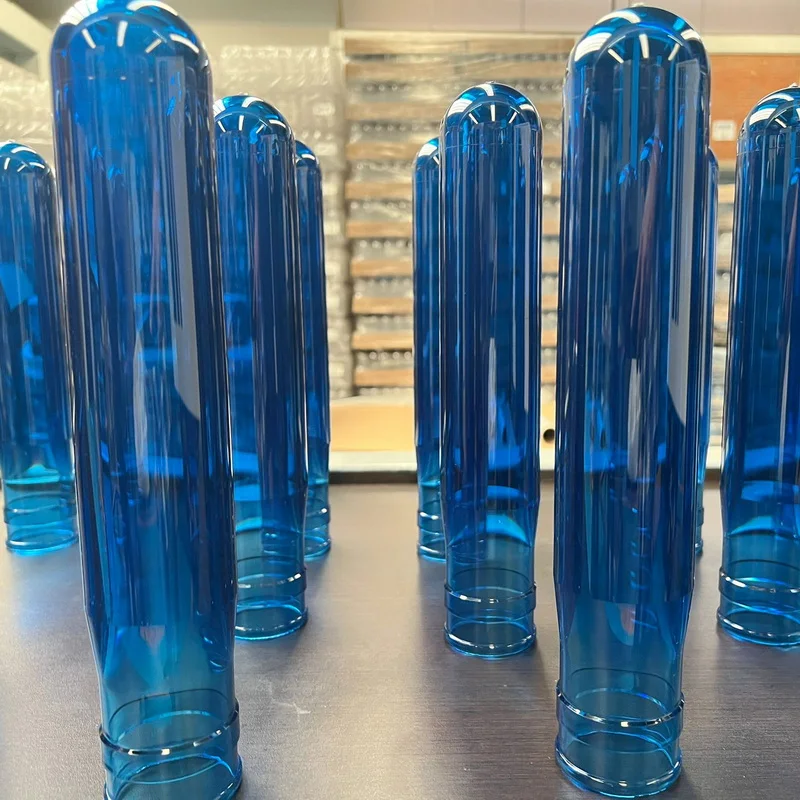 55MM NECK TRANSPARENT BLUE PET PREFORMS IN STOCK FACTORY SALE