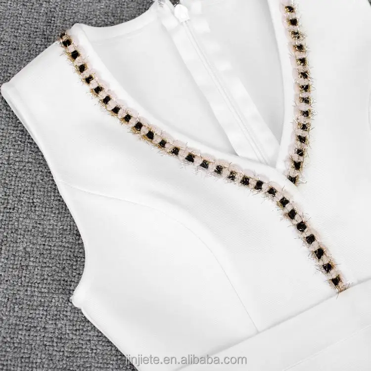 Custom Verano Rivet Sleeveless Formal Cocktail Dresses Vestidos De Fiesta Vestidos Dama De Honor Mini White Bandages Dresses