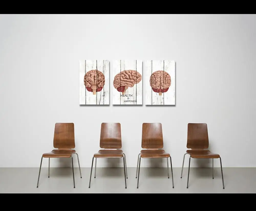 Neurology Wall Art Human Brain Painting Anatomy Art Clinic Office Wall Art Health Quote Prints on Canvas Doctor Present