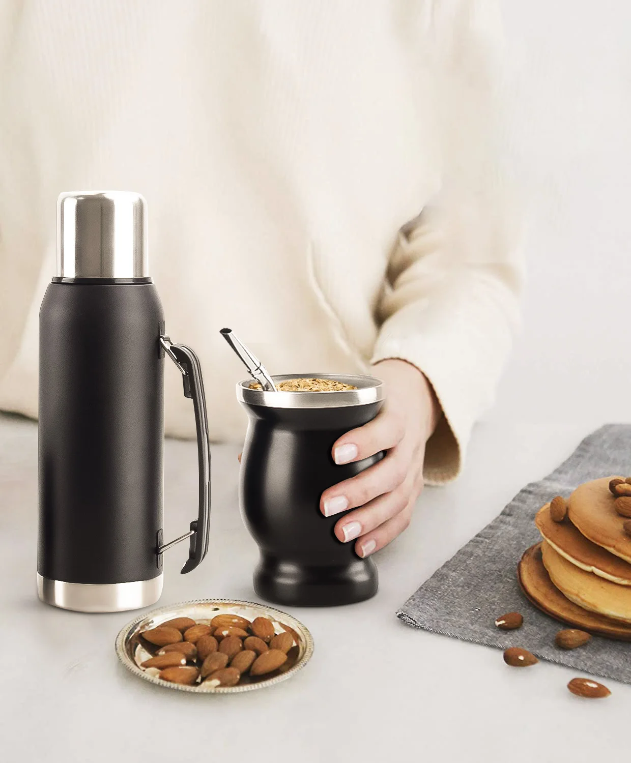 Оптовая продажа по индивидуальному заказу чайная Тыква Yerba Mate 8 унций кружка с крышкой закрывающей термос бутылка деревянная соломенная матовая чашка