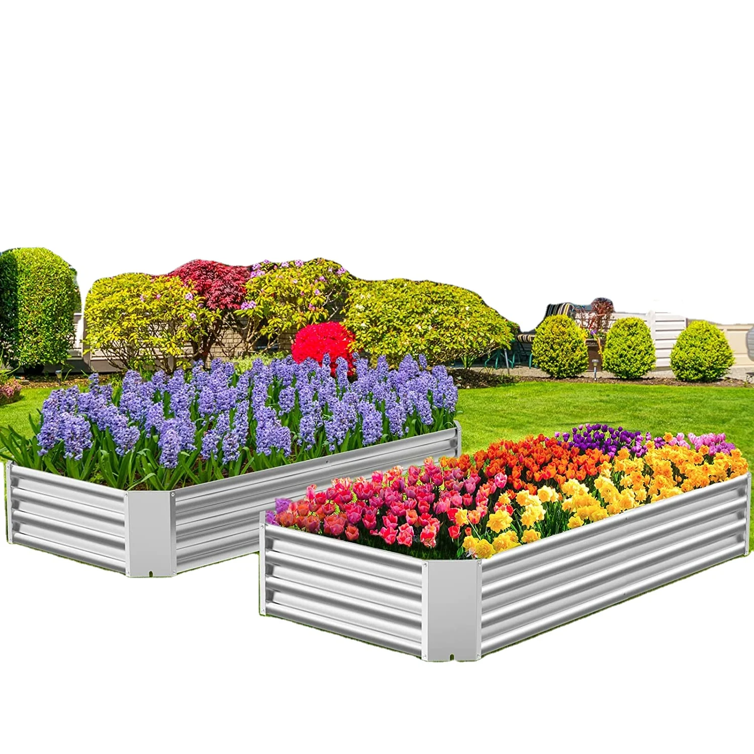 outdoor metal raised garden bed planter box backyard patio planter raised bed for flowers herbs fruits