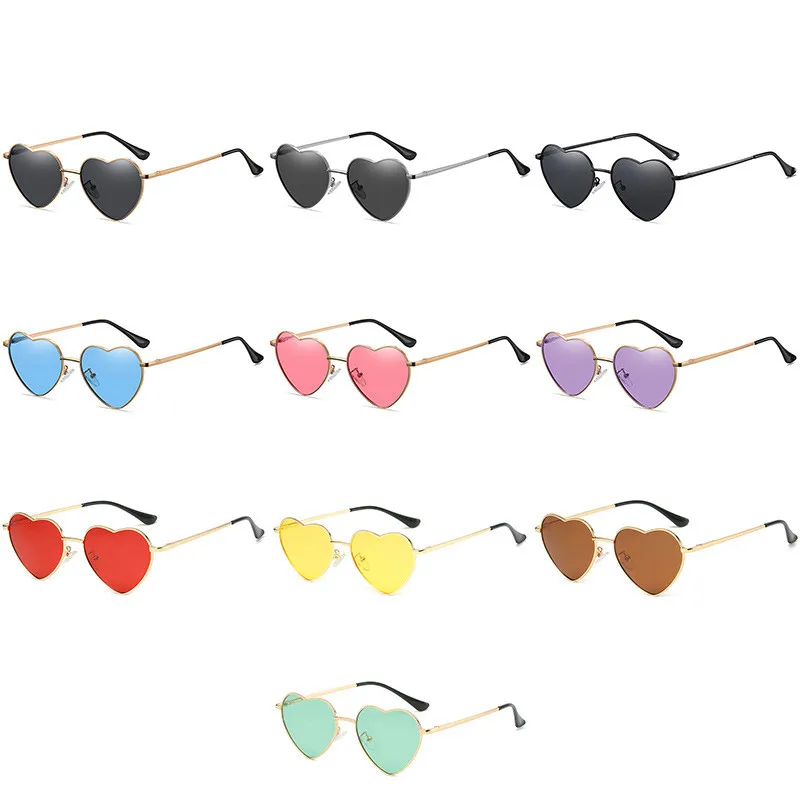Custom Logo Vintage Metal Polarized Sunglasses For Driving UV40 Colorful Mirror Shades Punk Heart Sun Glasses For Women