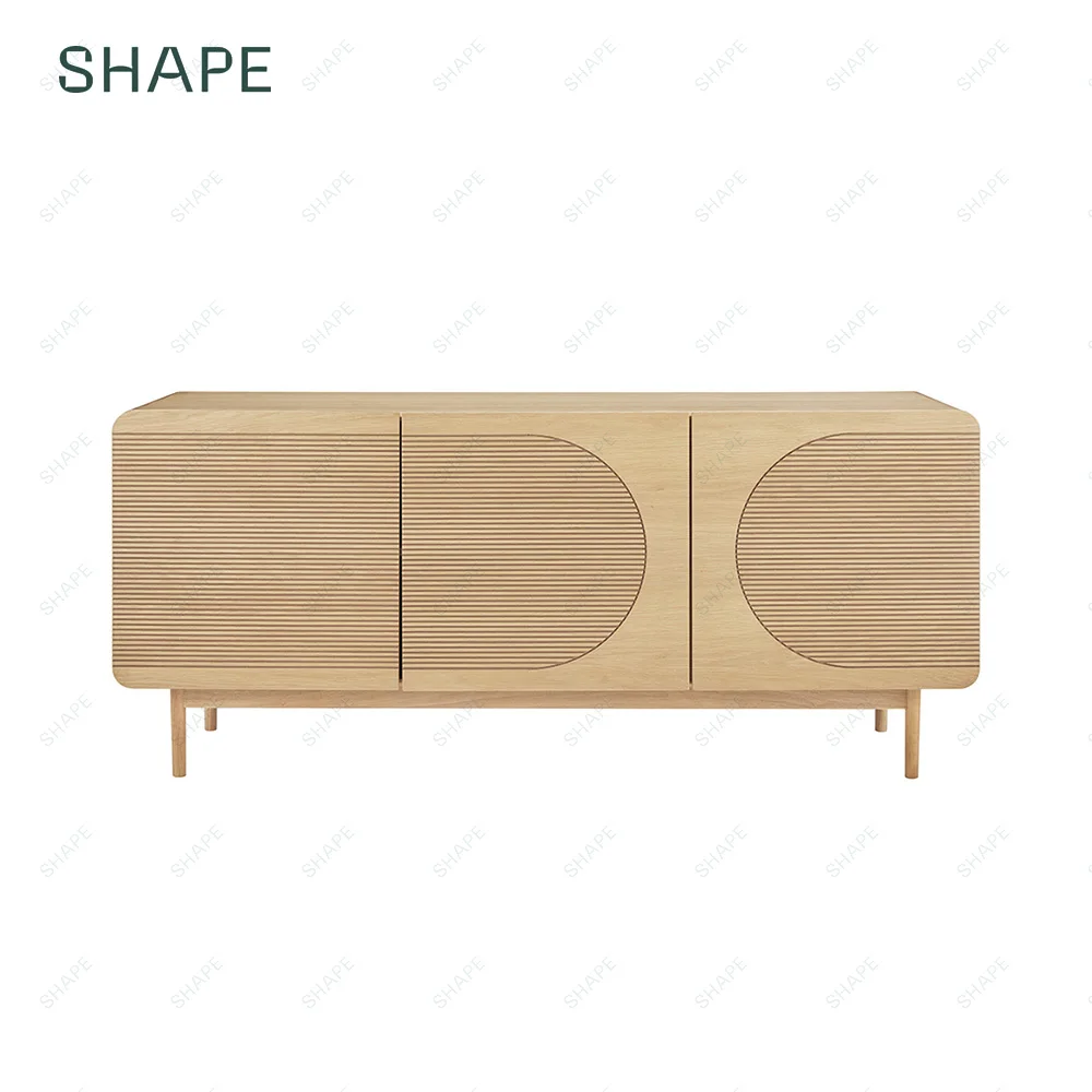 SAPA 160 sideboard in solid oak and oak veneer with 3 soft closing doors and 2 adjustable shelves in groove decoration