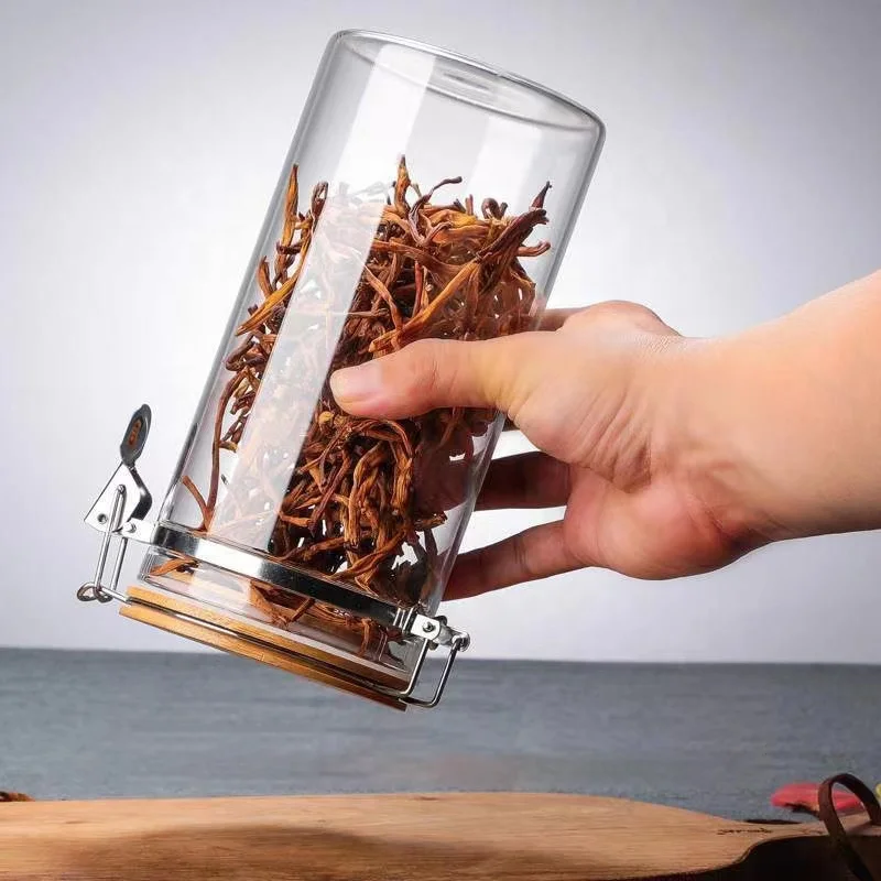 Wholesale Sealed Storage Glass Canister Airtight Storage Jar with Bamboo Lid Kitchen Pantry Container for Spaghetti Pasta