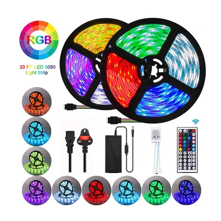 Remote Control LED Music RGB 5050 Light Strip 12V 44 Keys Set Waterproof Silicone DJ Light Bar