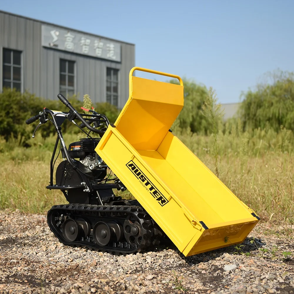 AUSTTER Mini Transporter 300Kg Gasoline Engine Powered Track Carrier Small Dumper Truck Motorized Wheelbarrow for Sale