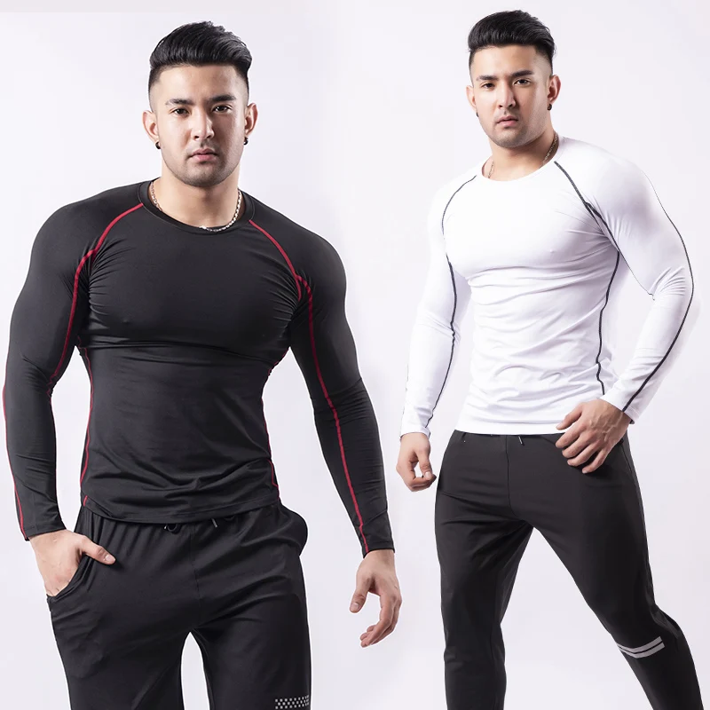 Brand New Fitness Men Seamless Tight Long Sleeve T Shirts Running Sports Gym wear Compression T Shirt For Wholesales