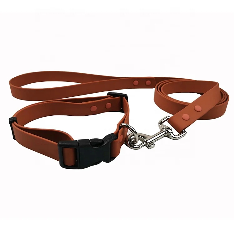 Hot Sale Waterproof Soft PVC Coated Webbing Dog Collar And Leash Set with Matching rivets