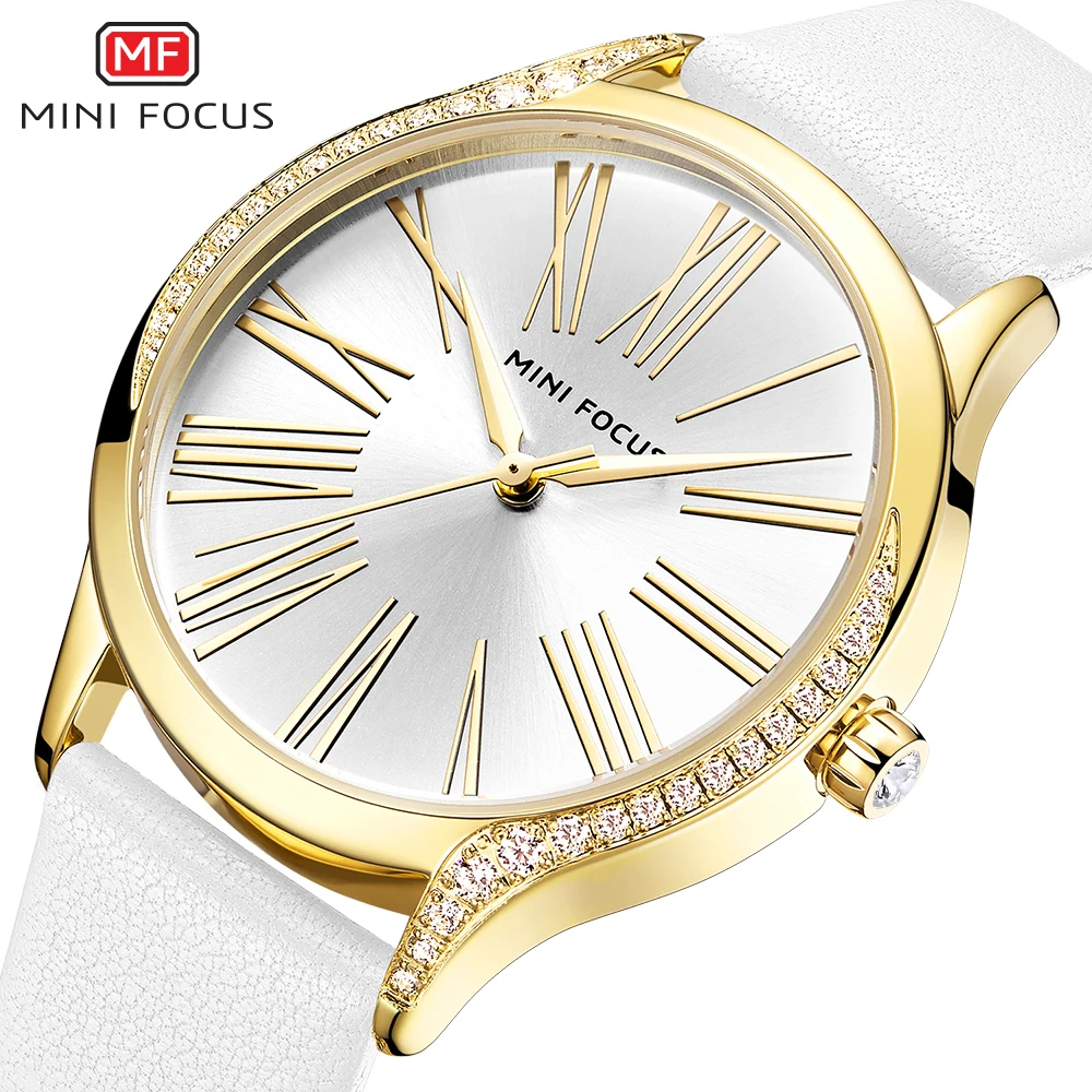 Женские часы Mini Focus MF0259L с японским механизмом, кварцевые часы с ремешком из натуральной кожи