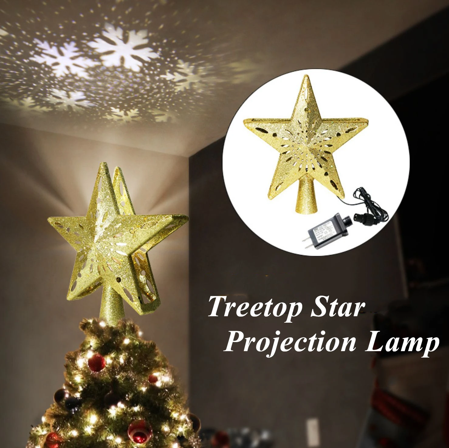 Hot Sale Gold Glitter LED Christmas Tree Top Iron Star Christmas Decorations For Home Xmas Tree Ornaments New Year 2021