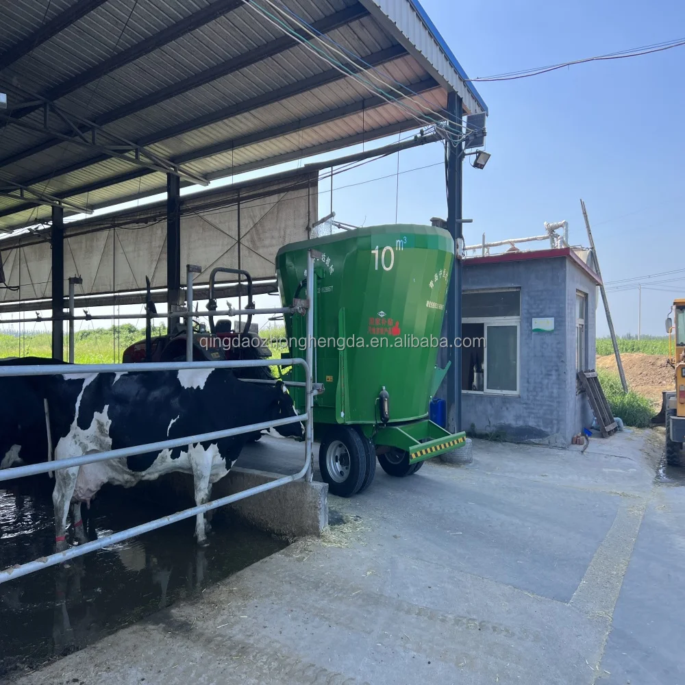 HINDA 10m³ Traction Type Single Auger Vertical TMR Mixers New Condition Animal Feed Mixer for Farm Sale with pto