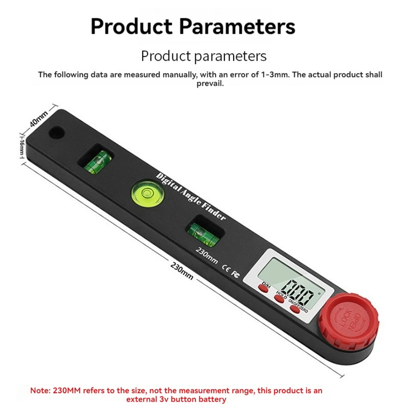 190 mm Digital angle ruler protractor finder carbon Inclinometer Goniometer Electronic Angle measurement tool