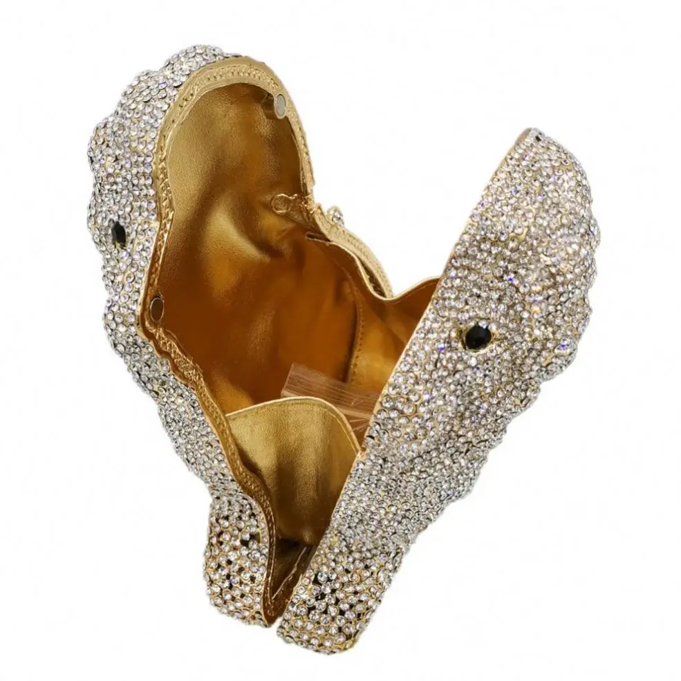 Роскошный клатч с полностью хрустальными стразами, вечерняя сумка для официальной вечеринки, вечерняя сумочка с 3D рисунком льва и бриллиантами, украшенная бисером