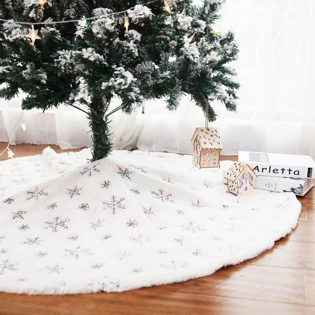 Christmas Tree Skirt Party Home Xmas Decoration Ornaments White Plush Christmas Tree Skirt
