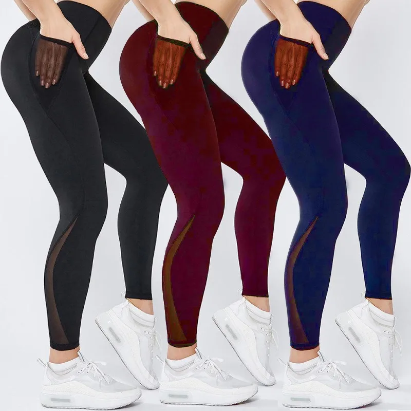 New Leggings Fitness Clothing Women Ladies High Waisted Sports Yoga Pants Gym Fitness & Yoga Wear Leggings with Pockets