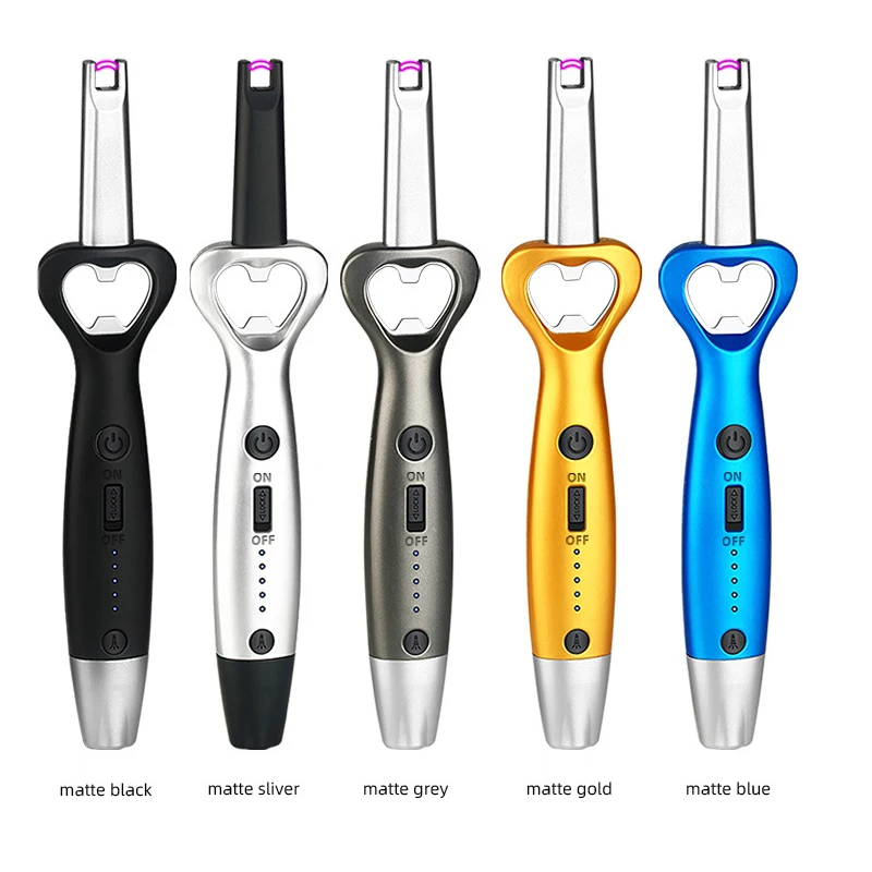 Wind Proof Electric USB Rechargeable Plasma Lighter With Bottle Opener For Kitchen Pulse Lighters