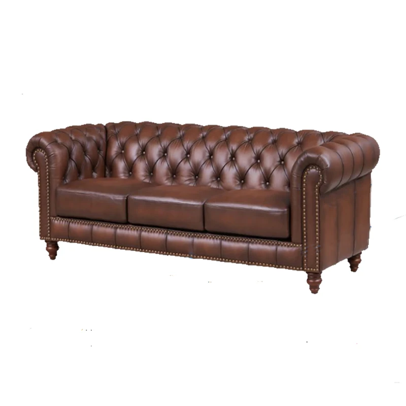 Customized 3+2+1 Air leather classic tufted sofa for living room