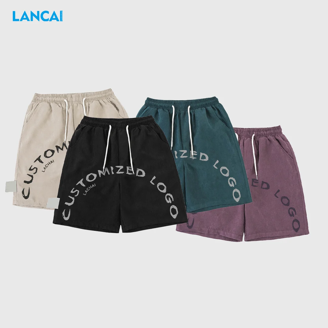 New Fashion Custom Logo Men Casual Gym Short Blank Sports Jogger Beach Man Summer Mesh Short Sweat acid wash short Pants For Men
