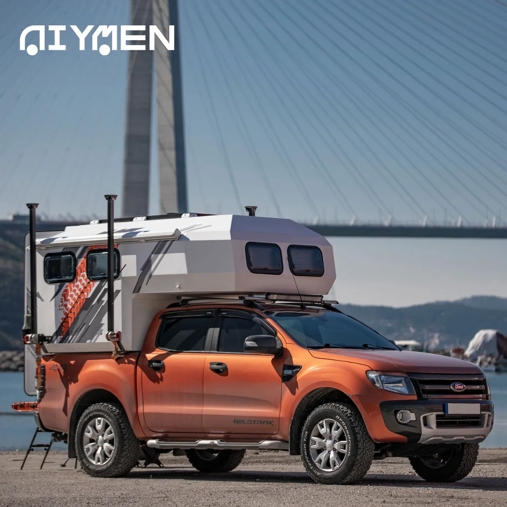 Short Bed Slide in Fiberglass Large Jac Expedition Box on Tiny Bed Caravan Mini Pickup Truck Camper RV for Ridgeline