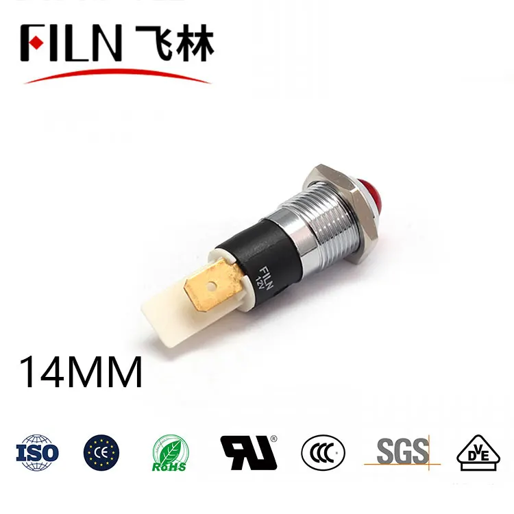  FILN 14mm convex head waterproof signal lights for motorcycle indicator with pins non-polarity led red yellpw green