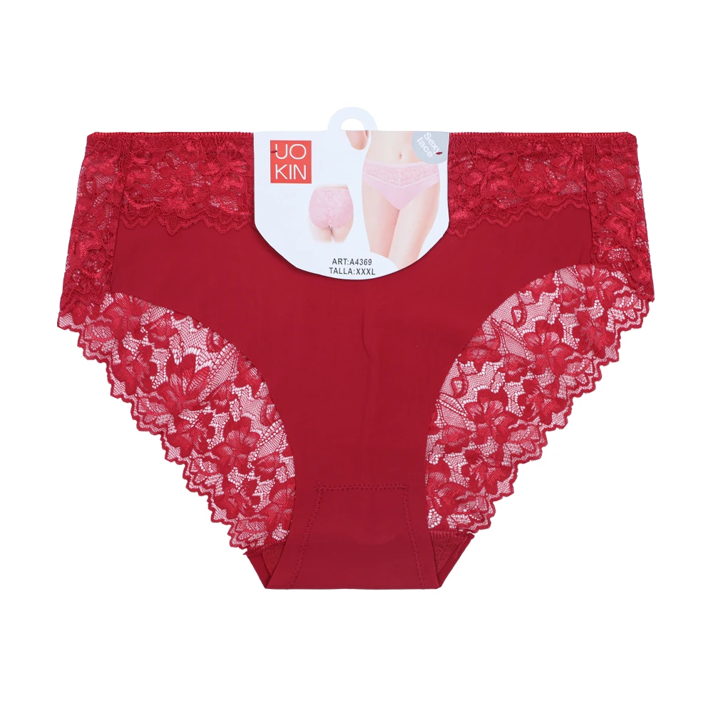 UOKIN ladies panties underwear sexy transparent back full lace nylon briefs 3xl high rise underwear A4369