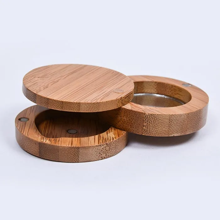 Custom logo empty makeup palette eye shadow blush powder combo bamboo case private label eyeshadow palette with mirror