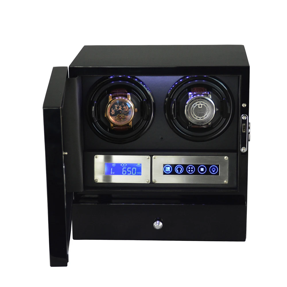 GC03-D20BB-L-A Perfect Quality super quiet motor MDF wood Door sensor LED Light watch winder for Watch enthusiasts