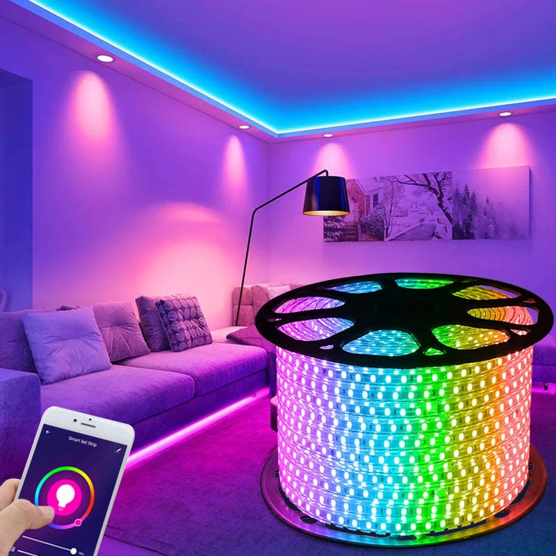 New Product Dimmable Flexible RGB 5050 PVC adhesive Led Light Strip app control smart strip lights