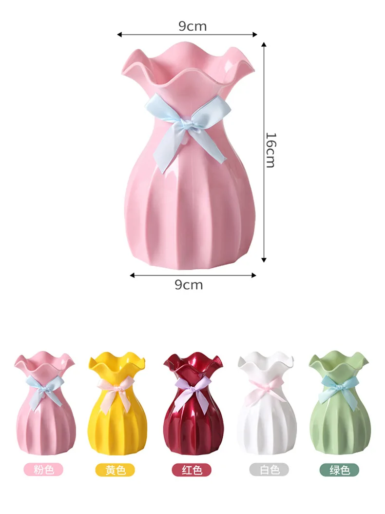 nordic creative plastic flower vase mini Wave lace with butterfly dried flower arrangement bud vase for home wedding table decor