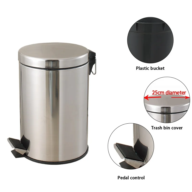 Stainless steel foot pedal dustbin rubbish bin