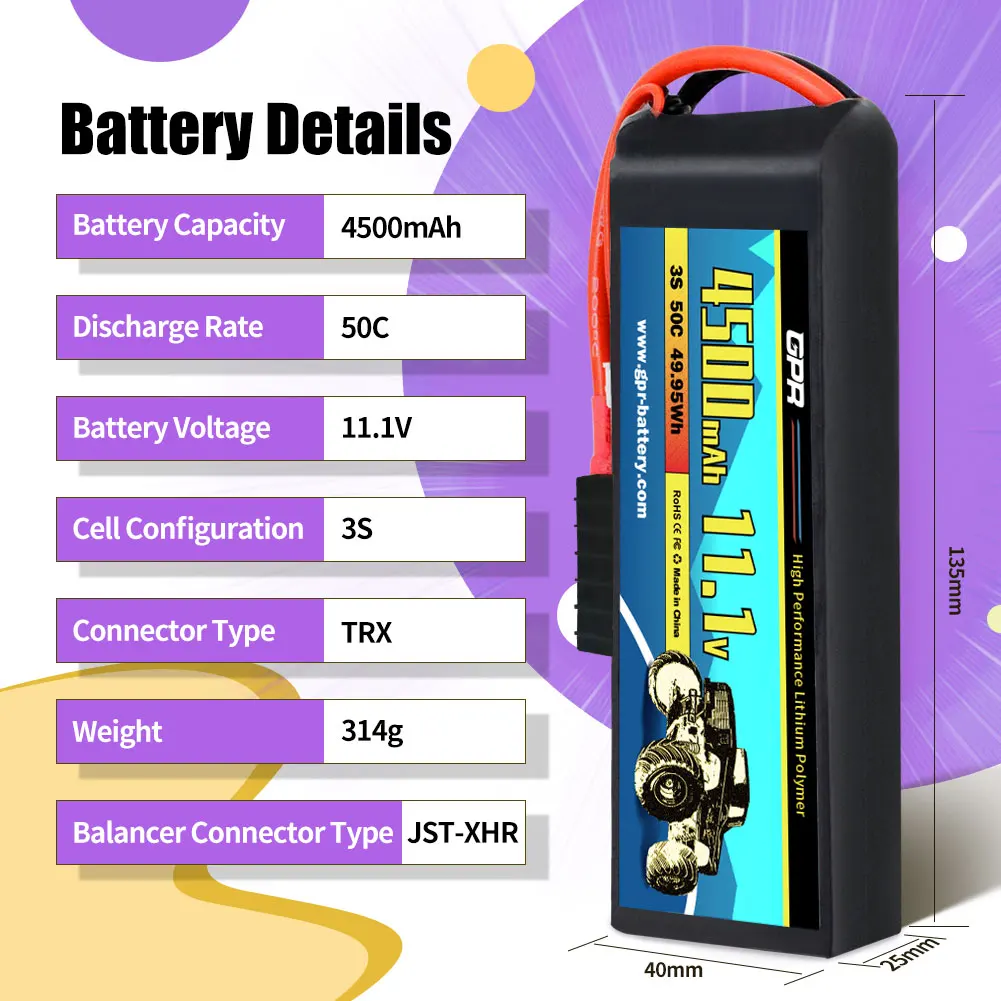 OEM 4500mAh 50C 3S 11.1V Lipo Battery with TRX connector