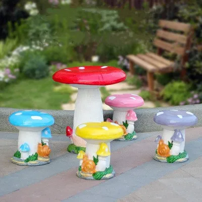 Fiberglass Mushroom Table Chair Sculpture Factory Wholesale Mushroom Fruit Kindergarten Decoration Fiberglass Mushroom Sculpture