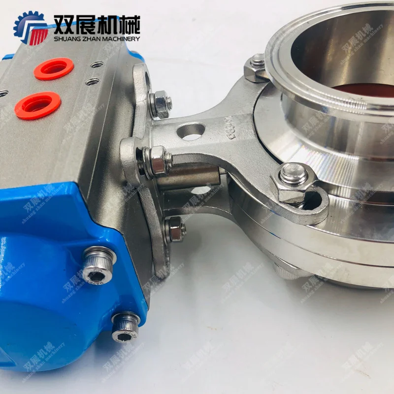 sanitary flow control valve Stainless Steel 304/316L Double Acting Pneumatic Actuator Butterfly Valve