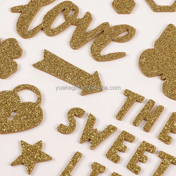 Factory Supply Adhesive Glitter EVA Alphabet Stickers for Scrapbooking Cartoon Stickers Die Cut Stickers for Kids