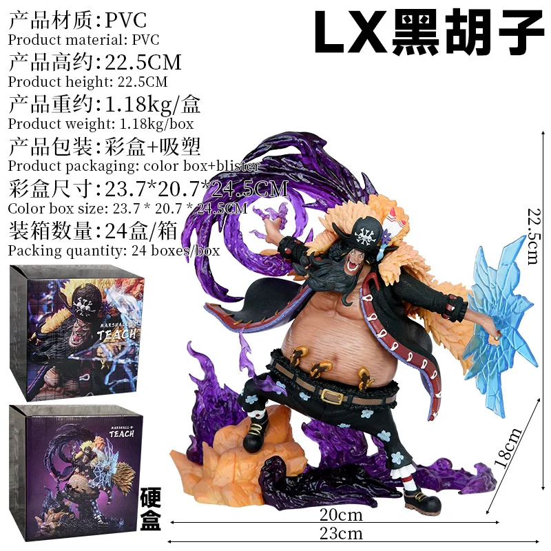 High Quality 22CM PVC Anime Figures One Pieced Black beard Action Collection Ornaments Models Toys Gifts for Kids