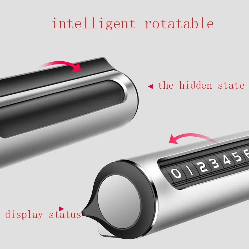 Car accessories high quality aluminum Adhesive Waterproof Temporary Car Parking Card Auto Interior Number plate