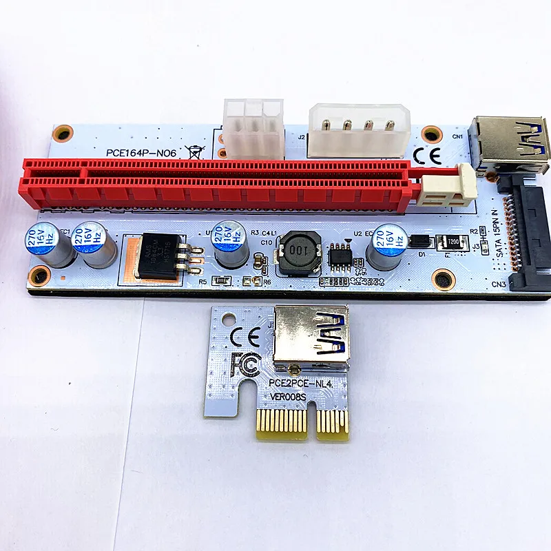 VER008S PCI-E Riser Card Whiteboard Three Interface PCI-E 1XTO16X Riser Card  Extension Cable Three-port power supply